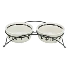 Dubenėlių komplektas TRIXIE, 0,6 l, 15cm-32x9x15cm, baltas-juodas