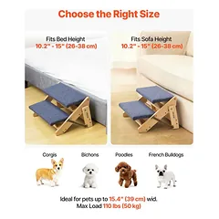 Mediniai laiptai augintiniams VEVOR ZD-25DOG04, 2 pakopų, 370 × 470 × 260 mm — 5 nuotrauka