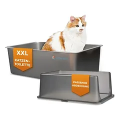 Lucky Kitty XXL Katzentoilette Edelstahl mit Haube