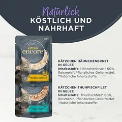 Encore Kitten Jelly Pouch drėgnas maistas kačiukams, ekonominė pakuotė 20 x 50 g, < 79 g — 5 nuotrauka