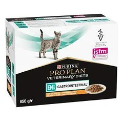 Purina Pro Plan Veterinary Diets EN St/Ox Gastrointestinal šlapias pašaras suaugusioms katėms su vištiena padaže, skirtas žarnyno absorbcijos sutrikimams mažinti, 10x85 g