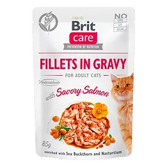 BRIT Care Cat Fillets in gravy savory salmon 85 g lašišos filė padaže