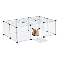 Lauko aptvaras mažiems gyvūnams Relaxdays, 6 metalinės tinklelio plokštės, 110 × 37 × 75 cm