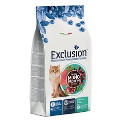 Exclusion Mono Protein, begrūdis sausas pašaras M steril. katėms, tunas, 1,5 kg