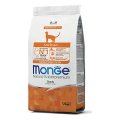 Monge Sterilised Monoprotein Duck sausas maistas katėms - Pet24