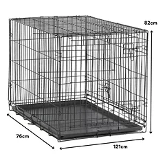 Metalinis narvas XXL (121x76x82cm) dviejų durų, su plastmasiniu padėklu — 2 nuotrauka