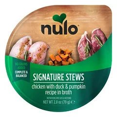 Nulo Signature Stews konservuotas maistas katėms su vištiena, antiena, moliūgu,79g