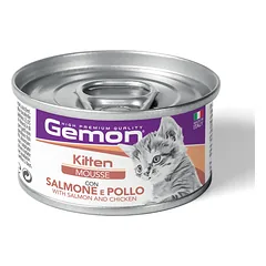 GEMON – Wet Cat Mousse Kitten Konservuotas kačiukų maistas (su lašiša ir vištiena) 85g