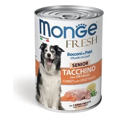 Monge Fresh Senior konservuotas pašaras pagyvenusiems šunims su kalakutiena ir daržovėmis 400g