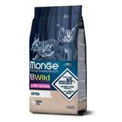 Monge BWild Low Grain Kitten su žąsiena, sausas maistas kačiukams 1,5 kg parduotuvėje petreon.lt