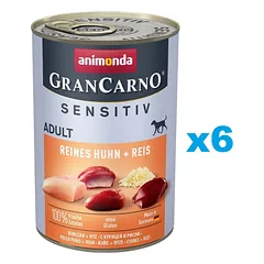 ANIMONDA GranCarno Sensitiv Pure Chicken&Rice 6x400 g vištienos su ryžiais jautriems suaugusiems šunims