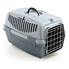 StefanPlast Gulliver 1 transportavimo dėžė šunims ir katėms su metalinėmis durelėmis, šviesiai mėlyna/plieno mėlyna, 48 x 32 x 31 cm