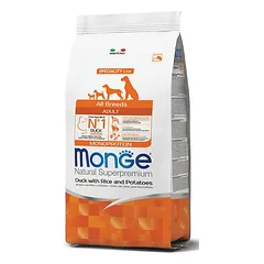 Monge Natural Superpremium All Breeds Adult Duck, Rice & Potatoes sausas maistas šunims