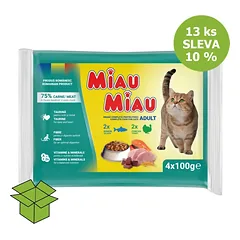 Miau Miau CAT MIX kalakutai A SALMONAS, KIKTAS 100 G 4 pakuotė (13 PCS)