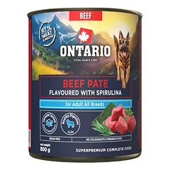 Ontario Adult paštetas su jautiena, spirulinos skonio, drėgnas maistas šunims 800 g — 2 nuotrauka