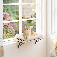 Katinų hamakas kreminė balta–natūrali mediena — 2 nuotrauka