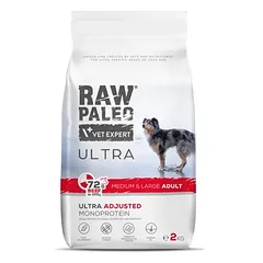 Raw Paleo Ultra sausas maistas vidutinių ir didelių veislių suaugusiems šunims su jautiena 2kg