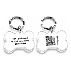 Padėk Grįžti kauliuko formos QR PAKABUKAS