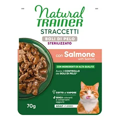 NATURAL TRAINER CAT sterilizētās konservi kaķiem ar lasi no pavēlnēm 70g 14gab (28)