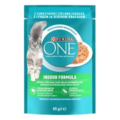 Purina One Cat Indoor su tunu ir šparaginėmis pupelėmis 85g nuotrauka