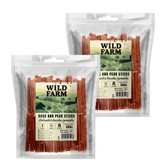 WILD FARM Ančių ir kriaušių lazdelės 2x500 g šunų skanėstai