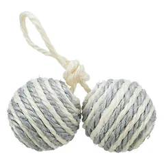 TRIXIE 2 kamuoliukai su virve, sizalis, 4.5 cm (pak.4) — 3 nuotrauka