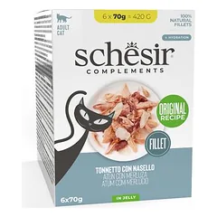Schesir Complements Filet drebučiuose, drėgnas maistas katėms, ekonominė pakuotė 24 x 70 g — 4 nuotrauka