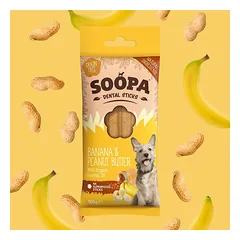 SOOPA Bananų ir riešutų sviesto lazdelės šunims, Banana & Peanut Butter Dog Dental Sticks, 100g — 3 nuotrauka
