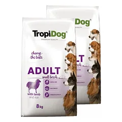 TROPIDOG Premium Adult Small Breeds su ėriena ir ryžiais 2x8kg