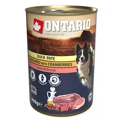 Ontario Dog Duck Pate With Cranberries konservu maistas suaugusiems šunims, 400 g