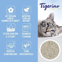 Tigerino x Febreze: Premium kraikas katėms – Febreze gaivus medvilnės žiedų kvapas, Ekonominė pakuotė 2 x 12 kg — 2 nuotrauka