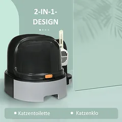 Kačių tualetas pilkas ir juodas — 4 nuotrauka