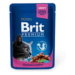 Brit Premium Chicken & Turkey konservai katėms, 24 x 100 g parduotuvėje zooprekes24.lt