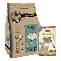 KORONA NATURY Natural-Vit maistas jūrų kiaulytėms 750g + VITAPOL Šienas stambiems graužikams 800g
