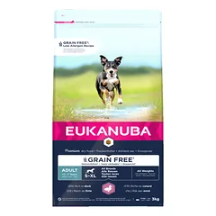 Eukanuba Grain Free Adult begrūdis maistas šunims su antiena, 3 kg