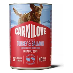 Carnilove Wild Meat Salmon & Turkey bekiaušiai konservai suaugusiems šunims su lašiša ir kalakutiena, 400 g