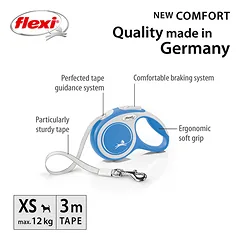 FLEXI pavadėlis šuniui New Comfort XS juostinis 3m, žydras — 2 nuotrauka