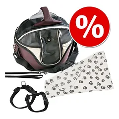 Transportset: Tragetaschen + Kuscheldecke + Geschirr