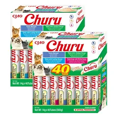 INABA Churu katėms - mišraus skonio su jūros gėrybėmis 80x14g