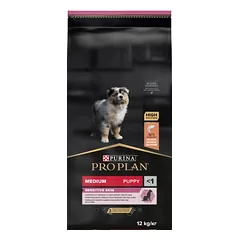 Purina Pro Plan Medium Puppy Sensitive Optiderma, lašiša ir ryžiai 12kg