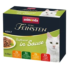 ANIMONDA Vom Feinsten Raffinesse in Sauce 8x86 g 4 skonių rinkinys kačių padažuose