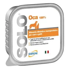 DRN Solo Oca monoproteininis drėgnas maistas šunims ir katėms su žąsiena, 100 g