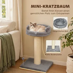 Kačių draskyklė su guoliu ir žaislu, pilka, 83 cm — 4 nuotrauka