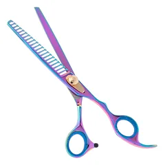 Geib Gold Rainbow Kiss Chunker - high-quality single-sided thinning shears with a rainbow finish, 21 teeth, Tęczowy / 7,5" — 3 nuotrauka