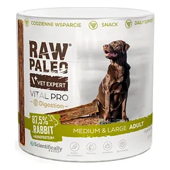 RAW PALEO Vital Pro Digestion Rabbit Medium Large 100g monoproteininis funkcionalus skanėstas virškinimui šunims