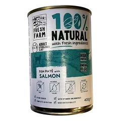 Prefera Fresh Farm Cat Smooth Pate With Salmon & Fish visavertis maistas katėms, pašteto konsistencijos konservai, 400 gr