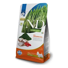 Farmina N&D Natural & Delicious Grain Free Adult Small begrūdis sausas maistas suaugusiems mažų veislių šunims su silkėmis, spirulina ir goji uogomis, 2 kg