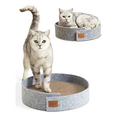 PiuPet® Katzen Kratzbrett I 38cm Durchmesser I Kratzmatte Katze I Filzoptik