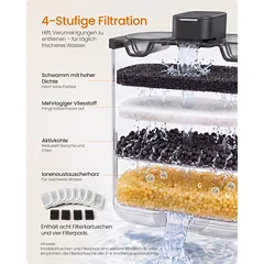 Kačių fontanas su 12 filtrų, baltas, 4,5 l — 4 nuotrauka