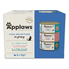 APPLAWS Cat Adult Fish Selection Multipak in Gravy 12x70 g mix skonių su žuvimi padaže